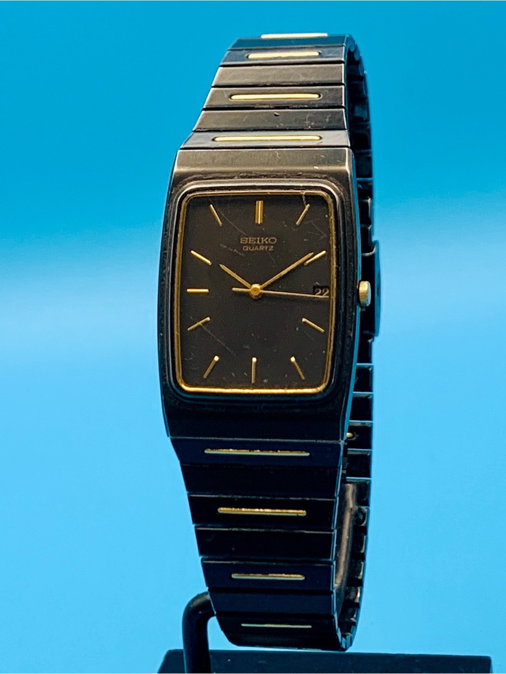 SEIKO 2A32-5059 Men’s Vintage Tank Style Wristwatch Japan Movt Working New Batt